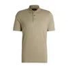 Hugo Boss Regular-fit Polo Shirt In Quilted Cotton And Silk In Green