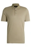 Hugo Boss Regular-fit Polo Shirt In Quilted Cotton And Silk In Light Green