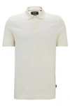 Hugo Boss Regular-fit Polo Shirt In Quilted Cotton And Silk In White