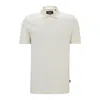 Hugo Boss Regular-fit Polo Shirt In Quilted Cotton And Silk In White