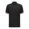 Hugo Boss Regular-fit Polo Shirt With Rubberized Logo In Black