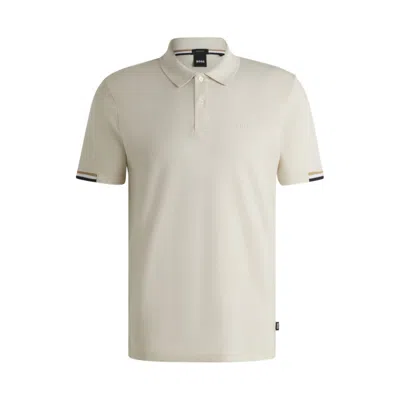 Hugo Boss Regular-fit Polo Shirt With Rubberized Logo In White
