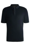 Hugo Boss Boss Camel Darco Rib Silk & Cotton Polo In Dark Blue