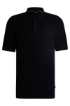 Hugo Boss Regular-fit Polo Sweater With Mixed Structures In Black