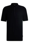 Hugo Boss Regular-fit Polo Sweater With Mixed Structures In Dark Blue