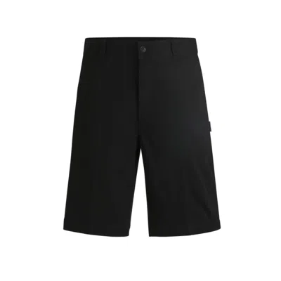 Hugo Boss Regular-fit Regular-rise Shorts In Cotton Twill In Black