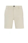 Hugo Boss Regular-fit Regular-rise Shorts In Stretch Cotton In White