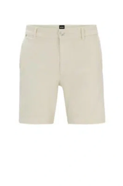 Hugo Boss Regular-fit Regular-rise Shorts In Stretch Cotton In White