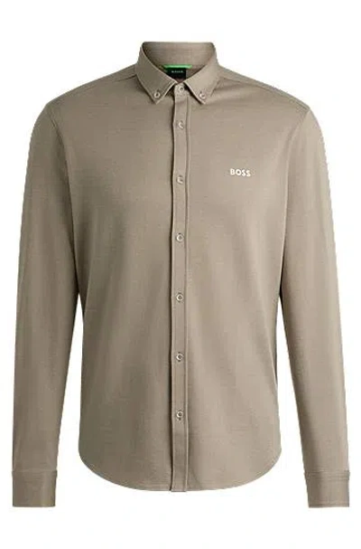 Hugo Boss Regular-fit Shirt In Anti-wrinkle Cotton In Light/pastel Green