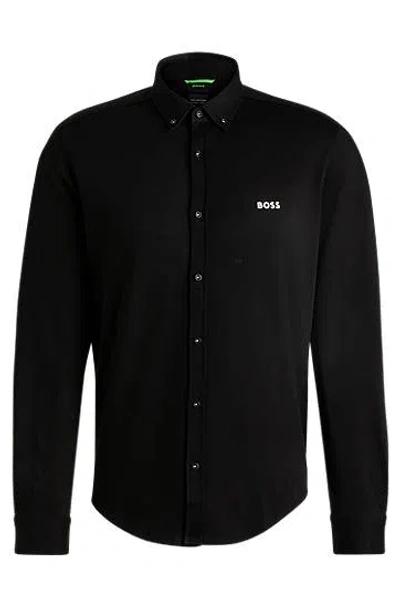 Hugo Boss Regular-fit Shirt In Anti-wrinkle Cotton In Black