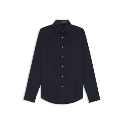 Hugo Boss Regular-fit Shirt In Austrian Easy-iron Cotton Poplin In Blue