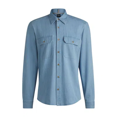 Hugo Boss Regular-fit Shirt In Blue Cotton Denim