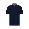 Hugo Boss Regular-fit Shirt In Cotton Boucl With Ribbed Collar In Blue