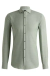 Hugo Boss Regular-fit Shirt In Cotton-cashmere Twill In Green