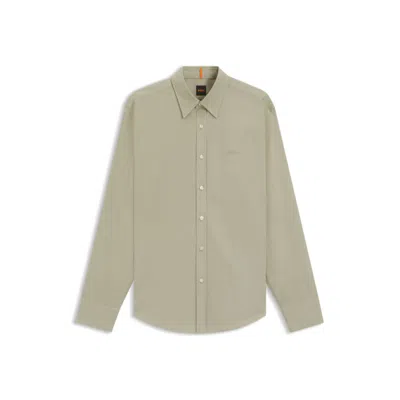 Hugo Boss Regular-fit Shirt In Cotton Poplin In Gray
