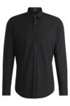 Hugo Boss Regular-fit Shirt In Cotton Poplin In Black