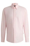 Hugo Boss Regular-fit Shirt In Cotton Poplin In Light Pink