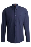 Hugo Boss Regular-fit Shirt In Cotton Poplin With Kent Collar In Dark Blue