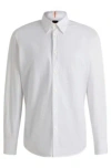 Hugo Boss Regular-fit Shirt In Cotton Poplin With Kent Collar In White
