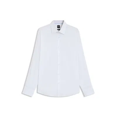 Hugo Boss Regular-fit Shirt In Easy-iron Cotton Poplin In Blue