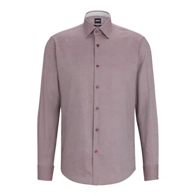 Hugo Boss Regular-fit Shirt In Easy-iron Oxford Stretch Cotton In Dark Red