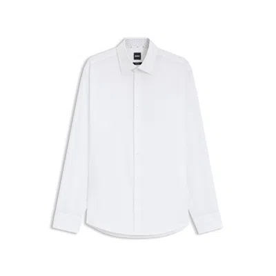 Hugo Boss Regular-fit Shirt In Easy-iron Stretch-cotton Poplin In White