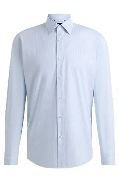 Hugo Boss Regular-fit Shirt In Easy-iron Striped Stretch Cotton In Light/pastel Blue