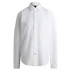 Hugo Boss Regular-fit Shirt In Italian-made Bouclé In White