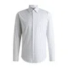 Hugo Boss Regular-fit Shirt In Printed Stretch-cotton Poplin In White