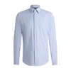 Hugo Boss Regular-fit Shirt In Structured Performance-stretch Material In Blue