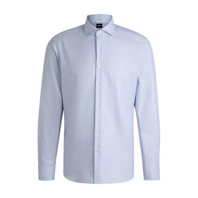 Hugo Boss Regular-fit Shirt In Structured Cotton In Blue