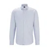 Hugo Boss Slim-fit Shirt In Cotton Dobby With Angled Cuffs In Blue