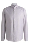Hugo Boss Regular-fit Shirt In Structured Cotton Twill In Dark Red