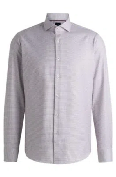Hugo Boss Regular-fit Shirt In Structured Cotton Twill In Dark Red