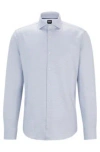 Hugo Boss Regular-fit Shirt In Structured Cotton Twill In Light Blue