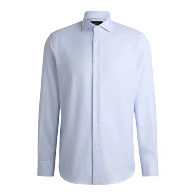 Hugo Boss Regular-fit Shirt In Structured Crease-resistant Cotton In Blue