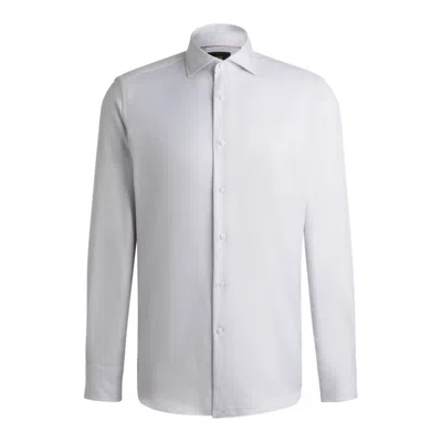 Hugo Boss Regular-fit Shirt In Structured Crease-resistant Cotton In Grey