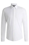 Hugo Boss Regular-fit Shirt In Structured Performance-stretch Fabric In White