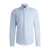 Hugo Boss Slim-fit Shirt In Micro-structured Performance-stretch Jersey In Blue