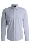 Hugo Boss Regular-fit Shirt In Structured Performance-stretch Fabric In Dark Blue