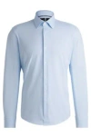 Hugo Boss Regular-fit Shirt In Structured Performance-stretch Fabric In Light Blue