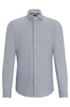 Hugo Boss Regular-fit Shirt In Structured Performance-stretch Material In Grey