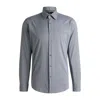 Hugo Boss Regular-fit Shirt In Structured Stretch Fabric In Gray