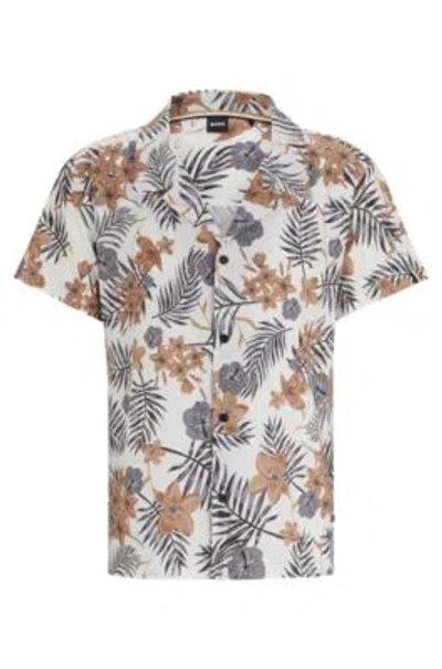 Hugo Boss Regular-fit Shirt With Seasonal Print In Multi