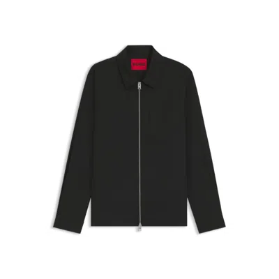 Hugo Boss Regular-fit Shirt With Two-way Zip In Black