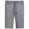 Hugo Boss Regular-fit Shorts In A Linen Blend With Drawcord In Blue