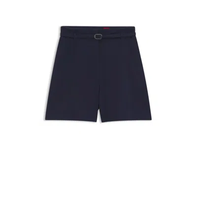 Hugo Boss Regular-fit Shorts With Buckled Belt In Black