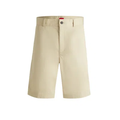 Hugo Boss Regular-fit Shorts With Slim Leg And Buttoned Pockets In Beige