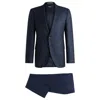 Hugo Boss Regular-fit Suit In Checked Stretch Wool In Blue