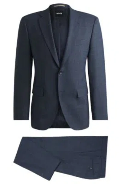 Hugo Boss Regular-fit Suit In Micro-patterned Stretch Fabric In Light Blue